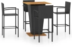 vidaXL Σετ Επίπλων Μπαρ Κήπου 5 Τεμαχίων Μαύρο N/A Μαύρο