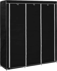 vidaXL Ντουλάπα με Ράφια / Σωλήνες Μαύρη 150x45x175 εκ. Υφασμάτινη N/A Μαύρο