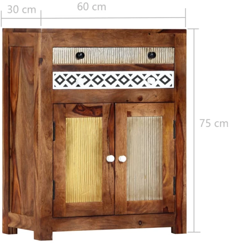 vidaXL Ντουλάπι με Συρτάρι 60 x 30 x 75 εκ. από Μασίφ Ξύλο Sheesham  Καφέ