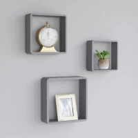 vidaXL Ράφια Κύβοι Τοίχου 3 τεμ. Γκρι από MDF 28 x 10 x 28 cm Γκρι