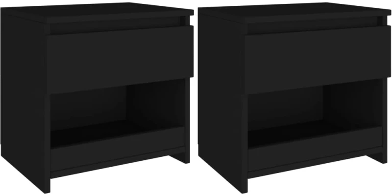 vidaXL Κομοδίνα 2 τεμ. Μαύρα 40 x 30 x 39 εκ. Μοριοσανίδα N/A Μαύρο