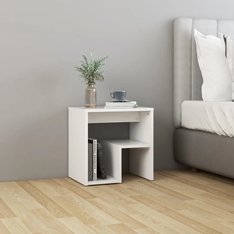 vidaXL Κομοδίνο Λευκό 40 x 30 x 40 εκ. από Μοριοσανίδα N/A Λευκό