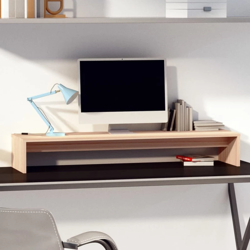 vidaXL Βάση Οθόνης 100 x 27 x 15 εκ. από Μασίφ Ξύλο Πεύκου N/A Καφέ