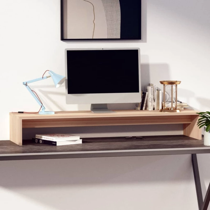 vidaXL Βάση Οθόνης 100 x 27 x 15 εκ. από Μασίφ Ξύλο Πεύκου N/A Καφέ