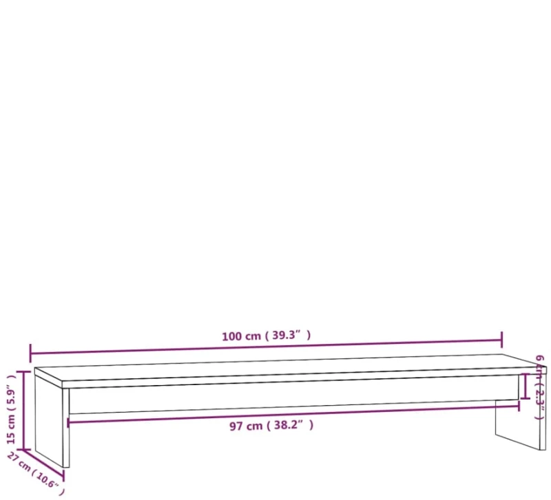 vidaXL Βάση Οθόνης 100 x 27 x 15 εκ. από Μασίφ Ξύλο Πεύκου N/A Καφέ