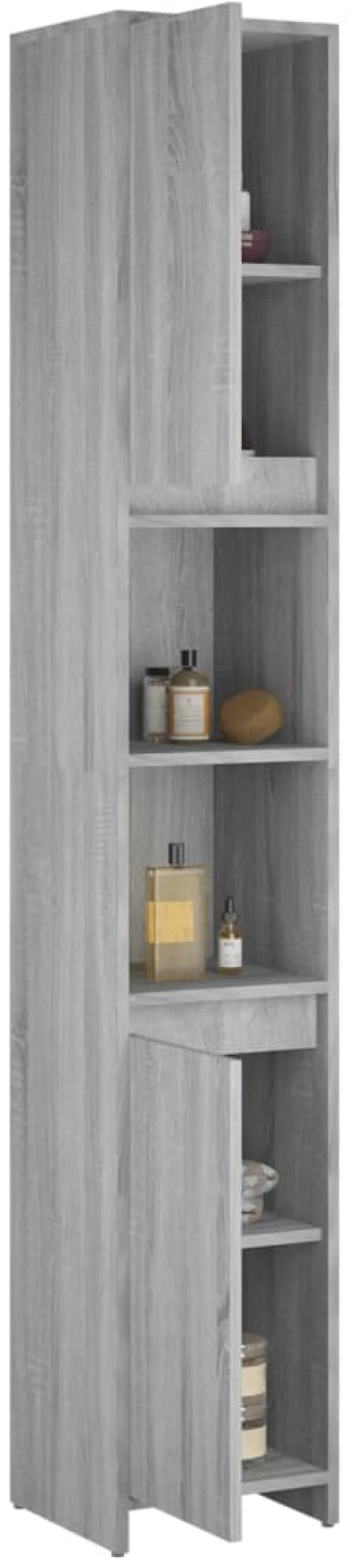 vidaXL Ντουλάπι Μπάνιου Γκρι Sonoma 30x30x183,5 εκ. Επεξεργασμένο Ξύλο N/A Γκρι