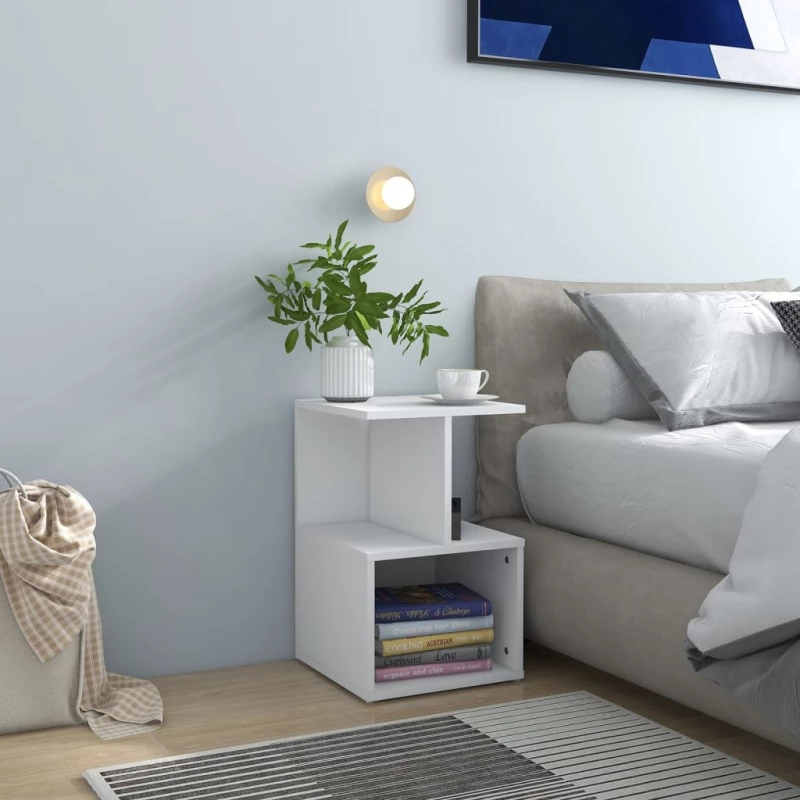 vidaXL Κομοδίνο Λευκό 35 x 35 x 55 εκ. από Μοριοσανίδα N/A Λευκό