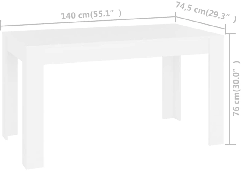 vidaXL Τραπεζαρία Λευκή 140 x 74,5 x 76 εκ. από Μοριοσανίδα N/A Λευκό