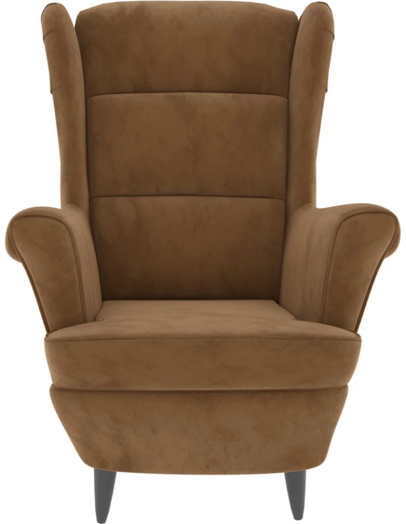 vidaXL Πολυθρόνα Καφέ από Βελούδο με Σκαμπό  Καφέ