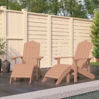 vidaXL Καρέκλες Κήπου Adirondack 2 τεμ. Καφέ από HDPE με Υποπόδια N/A Καφέ