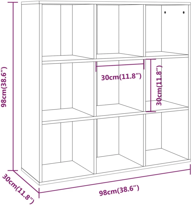 vidaXL Βιβλιοθήκη Γκρι Sonoma 98 x 30 x 98 εκ. N/A Γκρι