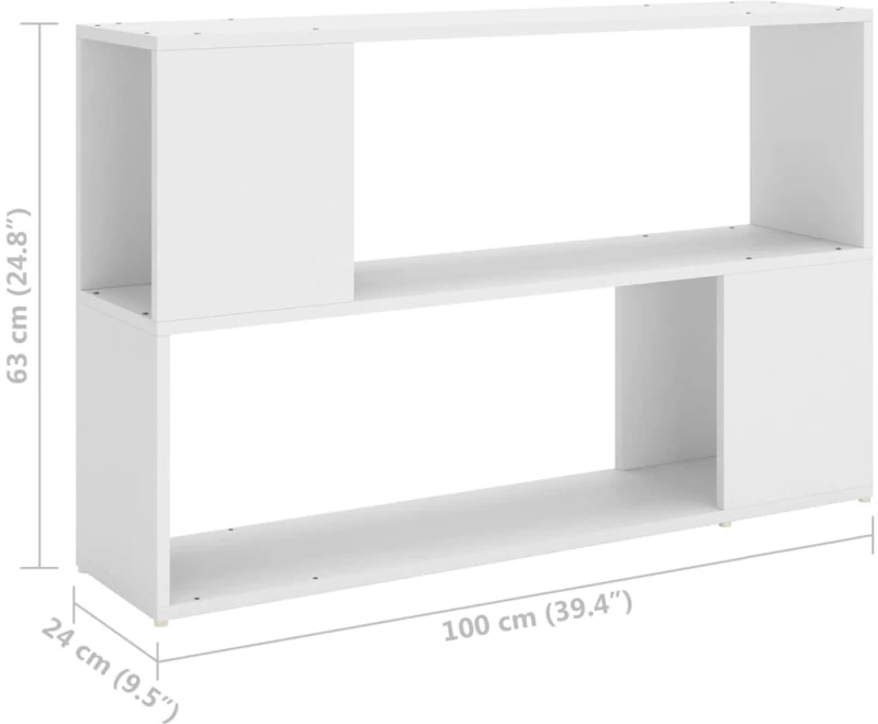 vidaXL Βιβλιοθήκη Λευκή 100 x 24 x 63 εκ. από Μοριοσανίδα N/A Λευκό