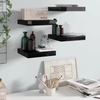 vidaXL Ράφια Τοίχου 4 τεμ. Γυαλιστερό Μαύρο 23 x 23,5 x 3,8 εκ. MDF 23 x 23.5 x 3.8 cm Μαύρο