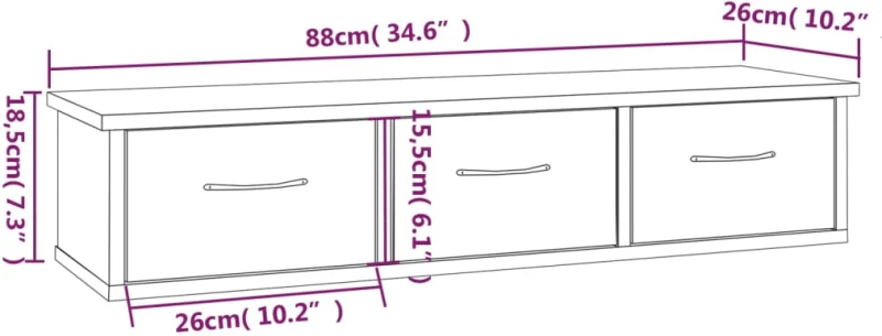 vidaXL Ντουλάπι Τοίχου Γκρι Sonoma 88x26x18,5 εκ. Επεξεργασμένο Ξύλο N/A Γκρι