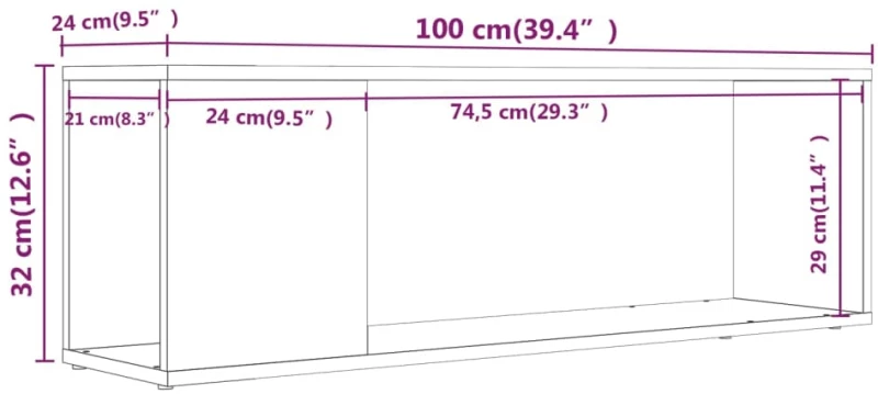 vidaXL Έπιπλο Τηλεόρασης Καπνιστή Δρυς 100x24x32 εκ. από Επεξεργ. Ξύλο N/A Καφέ