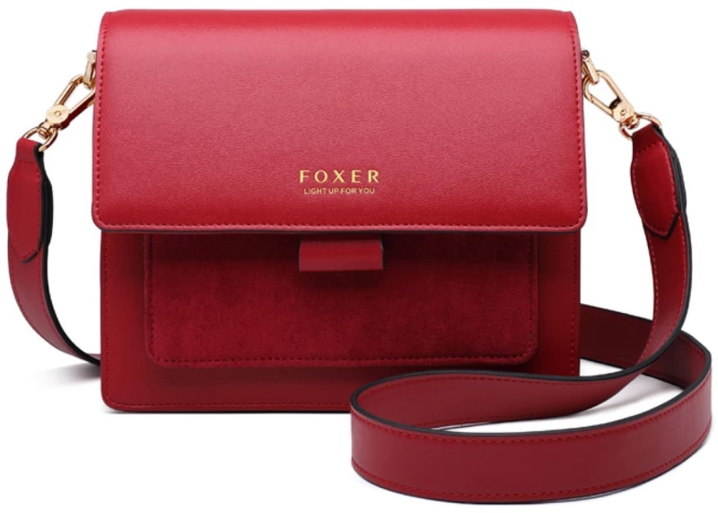 Δερμάτινη Γυναικεία Τσάντα Χιαστί Foxer 954011F κόκκινο