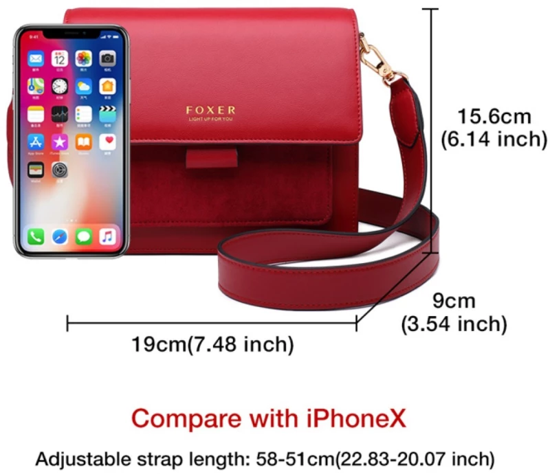 Δερμάτινη Γυναικεία Τσάντα Χιαστί Foxer 954011F κόκκινο