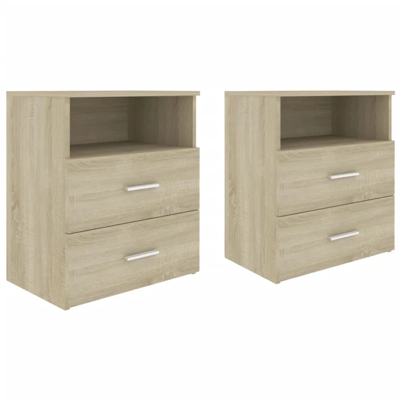 vidaXL Κομοδίνα 2 τεμ. Sonoma Δρυς 50 x 32 x 60 εκ. N/A Καφέ