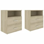vidaXL Κομοδίνα 2 τεμ. Sonoma Δρυς 50 x 32 x 60 εκ. N/A Καφέ