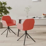 vidaXL Καρέκλες Τραπεζαρίας Περιστρεφόμενες 2 τεμ. Ροζ Βελούδινες  Ροζ