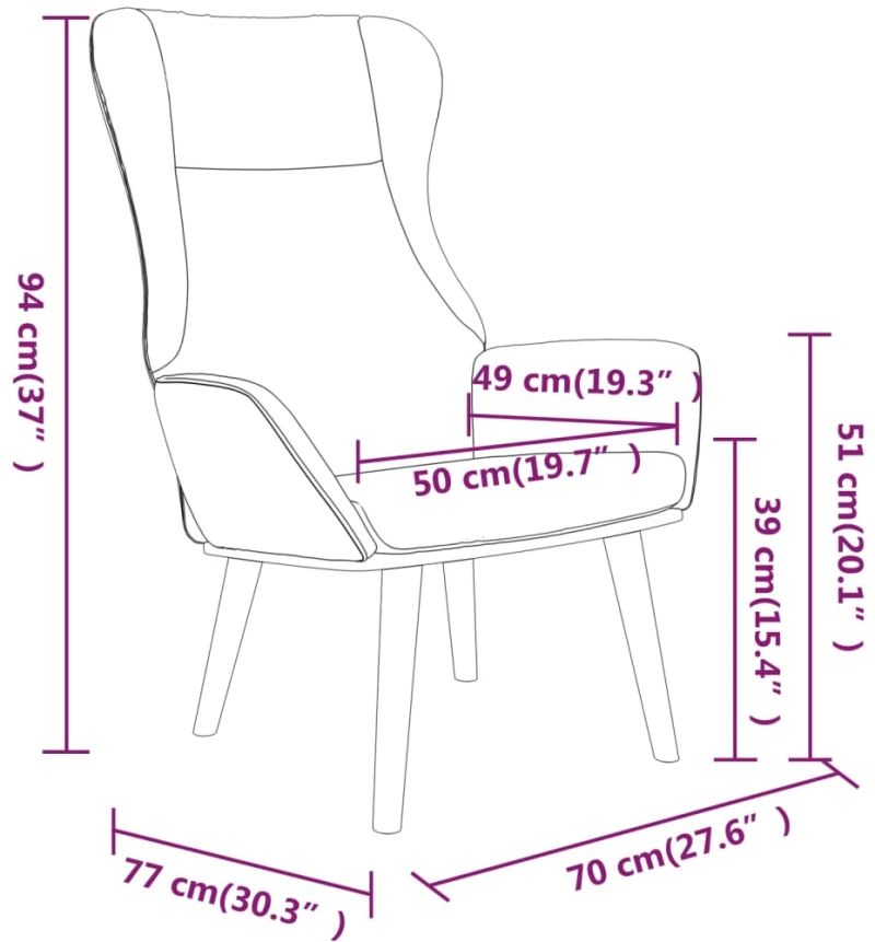vidaXL Πολυθρόνα Relax Μαύρη Υφασμάτινη  Μαύρο
