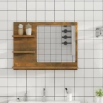 vidaXL Καθρέφτης Μπάνιου Καπνιστή Δρυς 60x10,5x45 εκ. Επεξεργ. Ξύλο N/A Καφέ