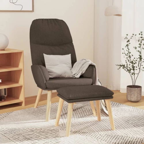 vidaXL Πολυθρόνα Relax Taupe Υφασμάτινη με Σκαμπό  μπεζ-γκρι