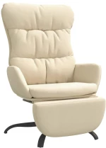 vidaXL Πολυθρόνα Relax Κρεμ Υφασμάτινη με Υποπόδιο  Κρεμ