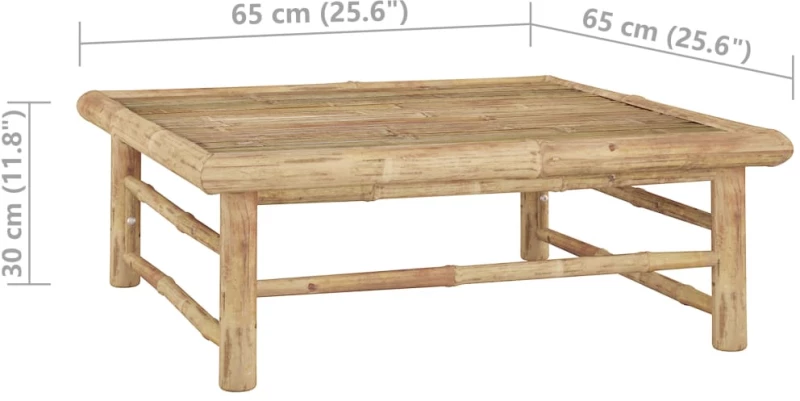 vidaXL Τραπέζι Κήπου 65 x 65 x 30 εκ. από Μπαμπού  Καφέ