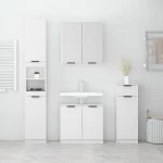 vidaXL Σετ Επίπλων Μπάνιου 4 Τεμαχίων Λευκό από Επεξεργασμένο Ξύλο N/A Λευκό