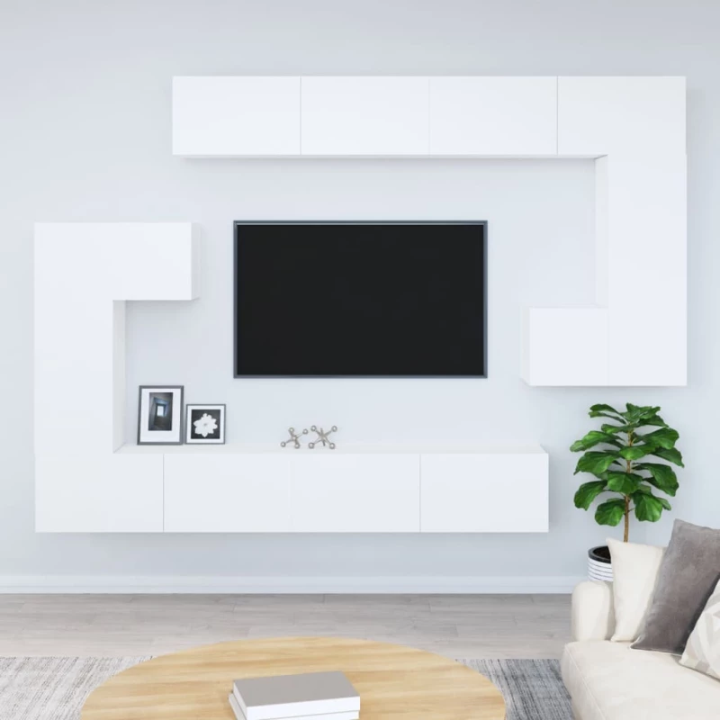 vidaXL Έπιπλο Τηλεόρασης Επιτοίχιο Λευκό από Επεξεργασμένο Ξύλο 100 x 30 x 30 cm Λευκό