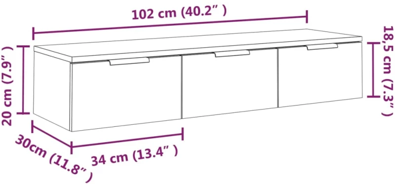 vidaXL Ντουλάπι Τοίχου Γκρι Sonoma102x30x20εκ. Επεξεργασμένο Ξύλο N/A Γκρι