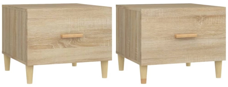 vidaXL Τραπεζάκια Σαλονιού 2 τεμ Sonoma Δρυς 50x50x40 εκ Επεξ. Ξύλο N/A Καφέ
