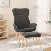 vidaXL Πολυθρόνα Relax Σκούρο Γκρι Υφασμάτινη με Υποπόδιο  Γκρι