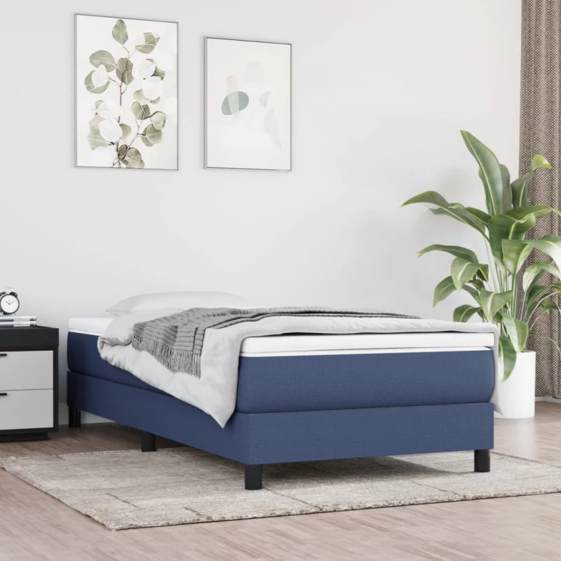 vidaXL Πλαίσιο Κρεβατιού Boxspring Μπλε 90 x 200 εκ. Υφασμάτινο 90 x 200 cm Μπλε