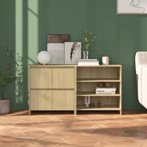 vidaXL Μπουφές 2 Τεμαχίων Sonoma Δρυς από Επεξεργασμένο Ξύλο N/A Μπεζ
