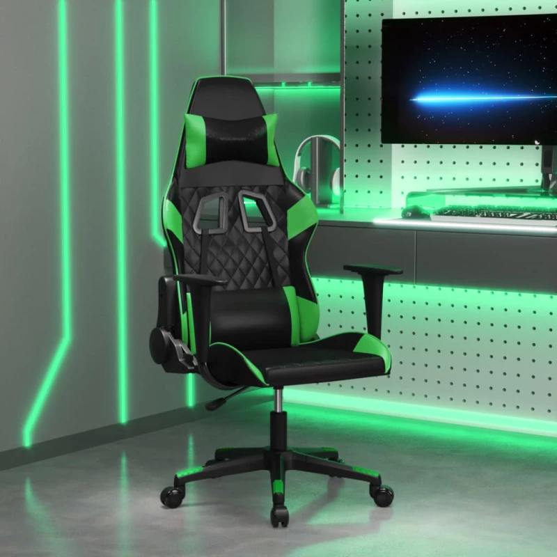 vidaXL Καρέκλα Gaming Μαύρο/πράσινο από Συνθετικό Δέρμα  Μαύρο