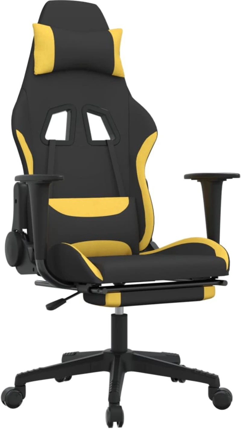 vidaXL Καρέκλα Gaming Μαύρη/Κίτρινο Ύφασμα με Υποπόδιο  Μαύρο