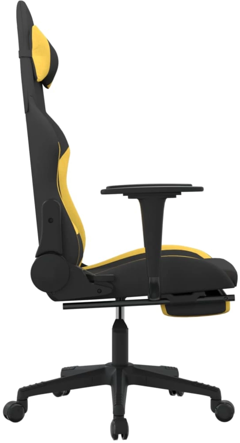 vidaXL Καρέκλα Gaming Μαύρη/Κίτρινο Ύφασμα με Υποπόδιο  Μαύρο