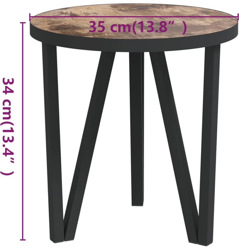 vidaXL Τραπεζάκι Μαύρο / Κίτρινο Ø35 εκ. από MDF N/A Καφέ