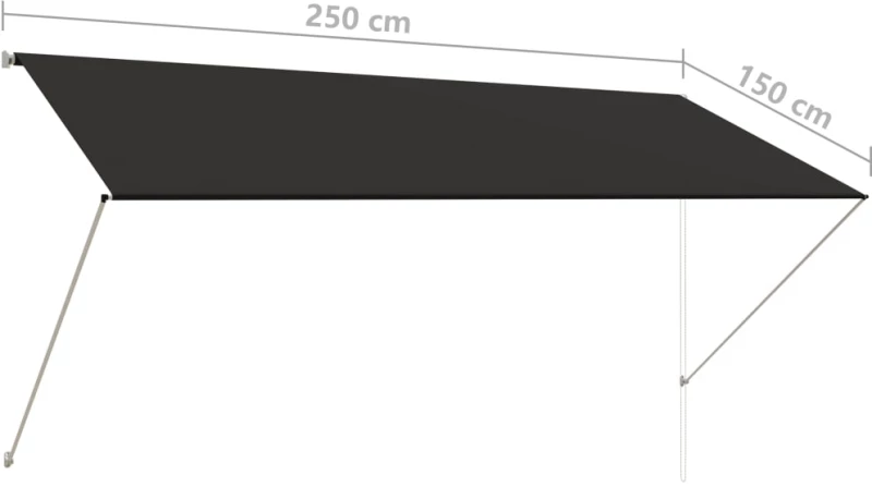 vidaXL Τέντα Συρόμενη Ανθρακί 250 x 150 εκ. 250 x 150 cm Ανθρακί