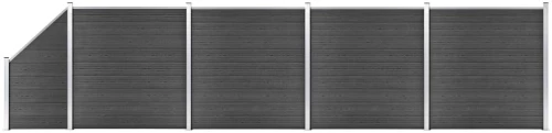 vidaXL Σετ Πάνελ Περίφραξης Μαύρο 792 x (105-186) εκ. από WPC N/A Μαύρο