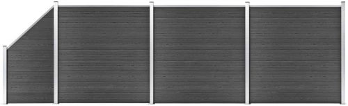 vidaXL Σετ Πάνελ Περίφραξης Μαύρο 619 x (105-186) εκ. από WPC N/A Μαύρο