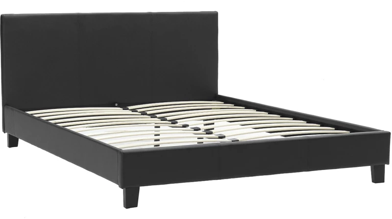 Κρεβάτι Nevil pakoworld διπλό 150x200 PU χρώμα μαύρο ματ