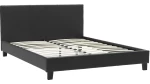 Κρεβάτι Nevil pakoworld διπλό 150x200 PU χρώμα μαύρο ματ