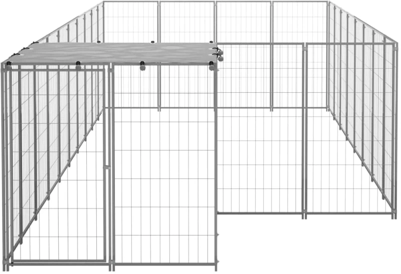 vidaXL Σπιτάκι Σκύλου Ασημί 10,89 μ² Ατσάλινο 10.89 m² Ασήμι