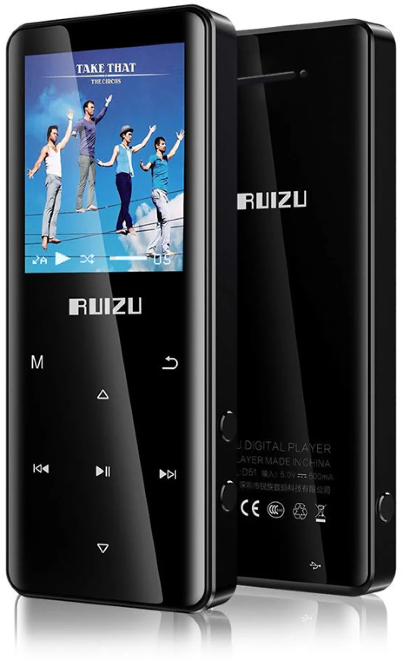 RUIZU MP3 player D51 με ηχείο, 1.8", 8GB, BT, ελληνικό μενού, μαύρο