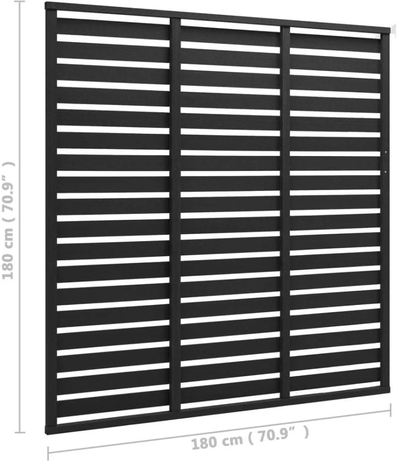 vidaXL Πάνελ Περίφραξης Μαύρο 180 x 180 εκ. από WPC 180 x 180 cm Μαύρο