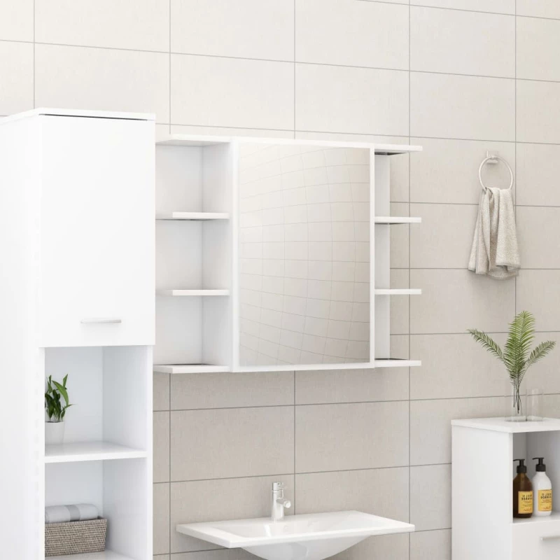 vidaXL Σετ Επίπλων Μπάνιου 3 Τεμαχίων Λευκό από Μοριοσανίδα N/A Λευκό
