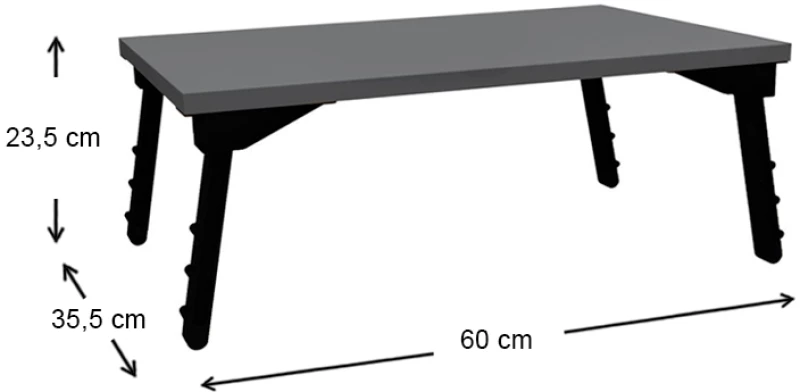 Τραπεζάκι laptop Sidon Megapap από μελαμίνη χρώμα ανθρακί 60x35,5x23,5εκ.